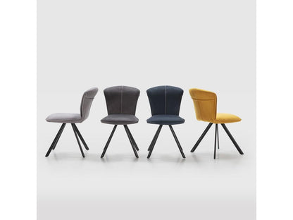 Artigeo - Lot de 6 Chaises Tissu Bleu Foncé Surpiqué Pieds Métal Noir XGJT79135