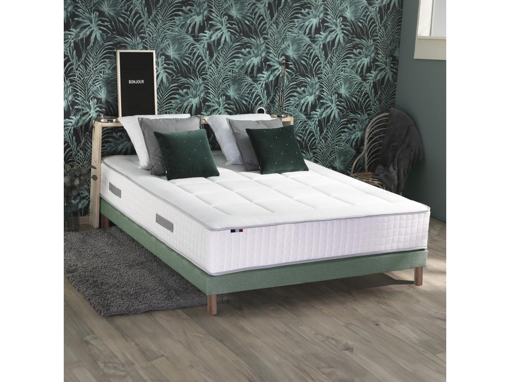 Ensemble Artigeo 2 matelas mémoire de forme sommier et couette Dimensions - 140x190 cm Sommier - Vert celadon YNYL51863