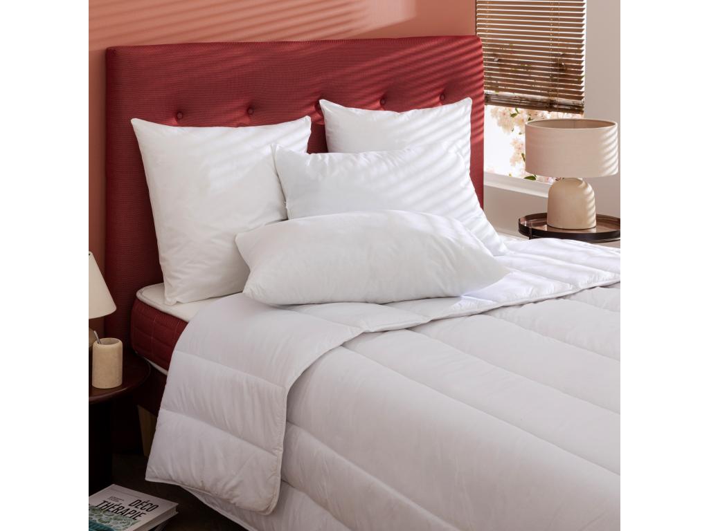 Pack couette mi-saison 350g et oreiller éco naturel moelleux enveloppe coton bio Artigeo 200x200 TBAO09604