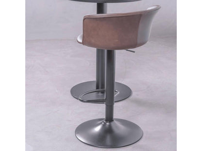 Tabouret réglable avec dossier et accoudoirs recouverts de simili cuir - Artigeo - Brun RVTV06989