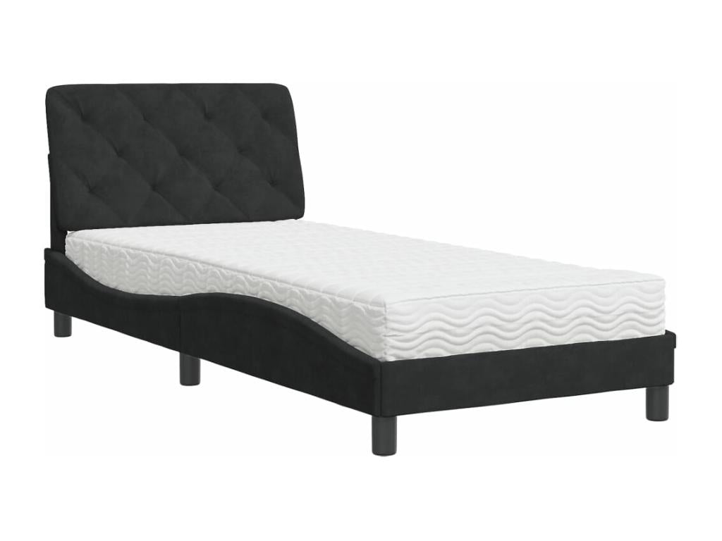 Lit avec matelas noir 80x200 velours AMND55093