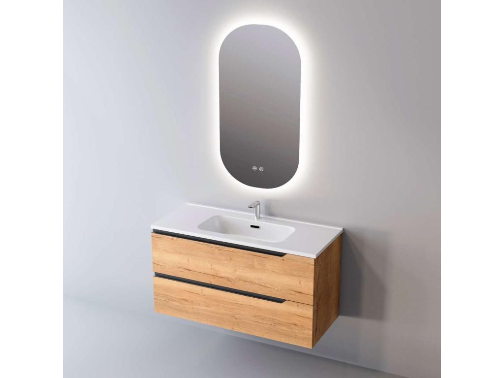 Meuble de salle de bain plan vasque Céramique 2 Tiroirs l80xh54xp45 Chêne Clair Artigeo WAKC57576