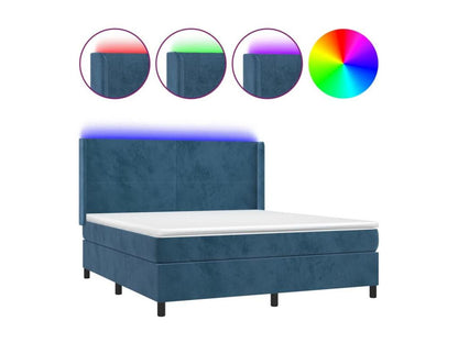 Sommier à Artigeo de lit matelas et LED Bleu foncé 180x200 RYBG69952