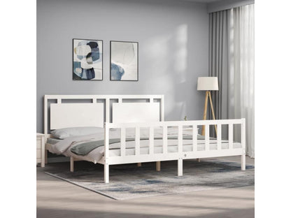 Cadre de lit sans matelas blanc bois de pin massif WIPQ46401