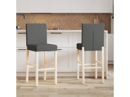 Chaises de bar lot de 2 bois massif d'hévéa et tissu IFZA01327