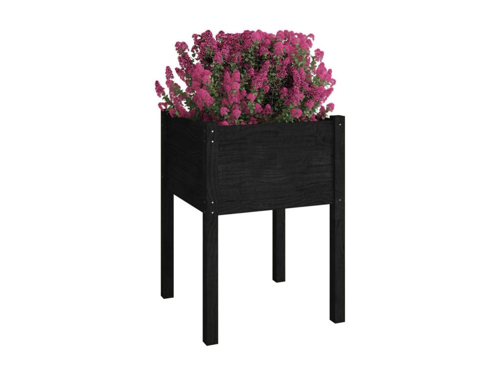 Jardinières 2 pièces Noir 50x50x70 cm Bois de pin massif HXIF73042