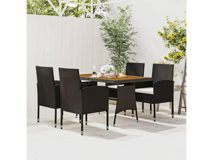 Mobilier à dîner d'extérieur 5 pièces Résine tressée Noir VWUM69331