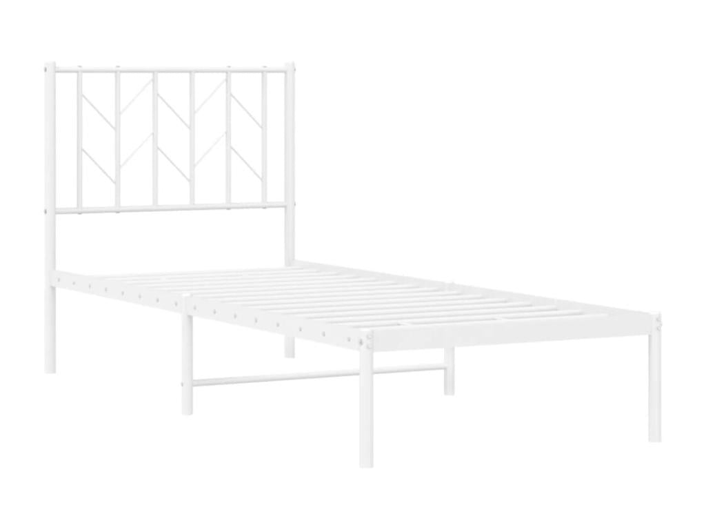 Cadre de lit métal avec tête de lit blanc 75x190 BCOA60183