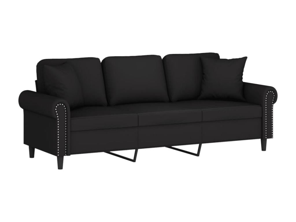 Canapé 3 places avec oreillers décoratifs noir 180 cm velours BHMW85391