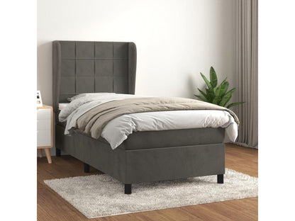 Lit à sommier tapissier et matelas Gris foncé 90x200 cm Velours DWPO83568