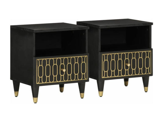 Tables de chevet 2 pcs 40x33x46 cm Bois de manguier solide HGRK36291