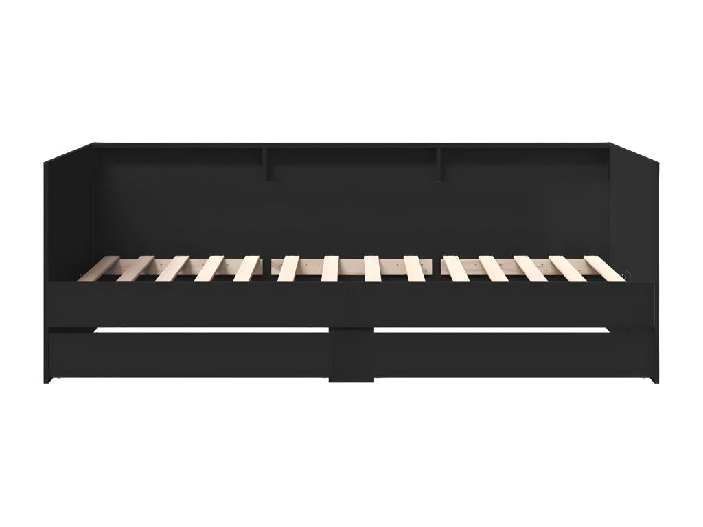 Lit de jour avec tiroirs noir 75x190 cm bois d'ingénierie TJTQ10513