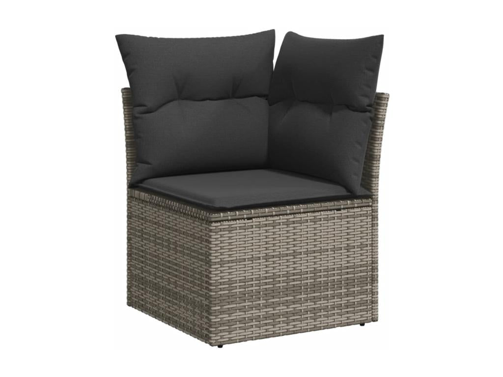 Salon de jardin avec coussins 10 pièces gris résine tressée EASG43298
