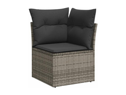 Salon de jardin avec coussins 10 pièces gris résine tressée EASG43298