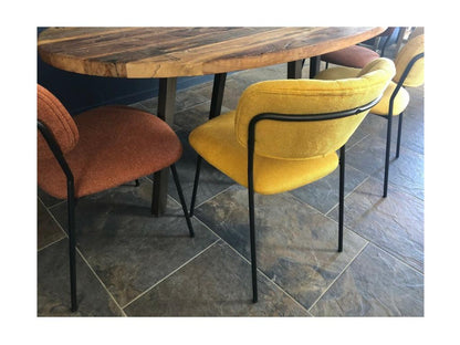 Chezlova - 2 Chaises de repas en tissu jaune XDRE34192