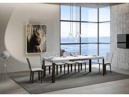 Table extensible 90x130/234 cm Artigeo Frêne Blanc cadre Anthracite BIGI21686