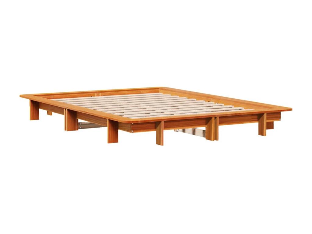 Cadre de lit sans matelas cire marron 120x190cm bois pin massif AZBK61846