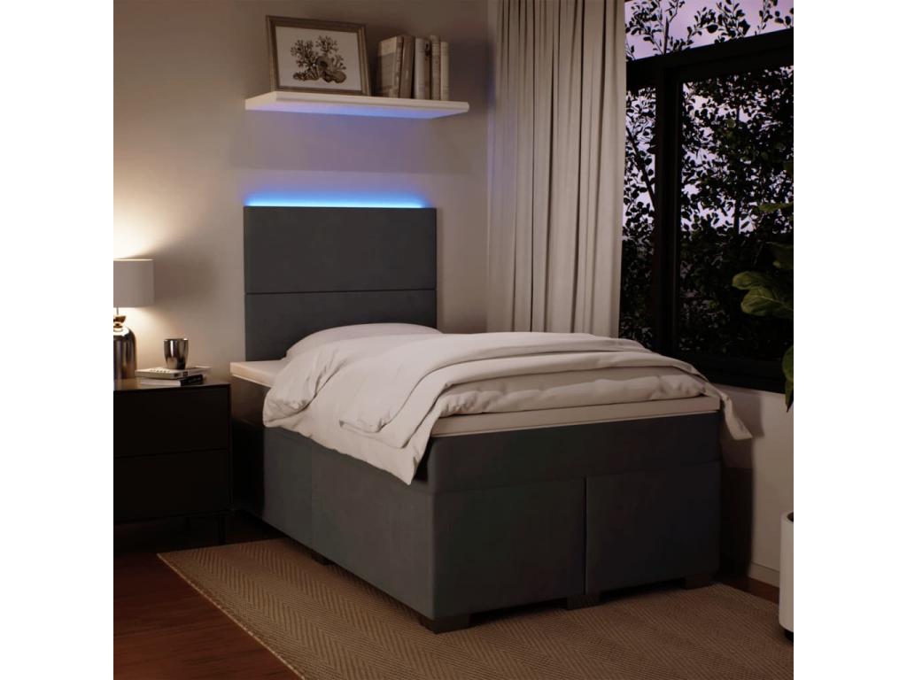 Sommier à Artigeo de lit et matelas Gris foncé 120x200cm Velours IBBX71598