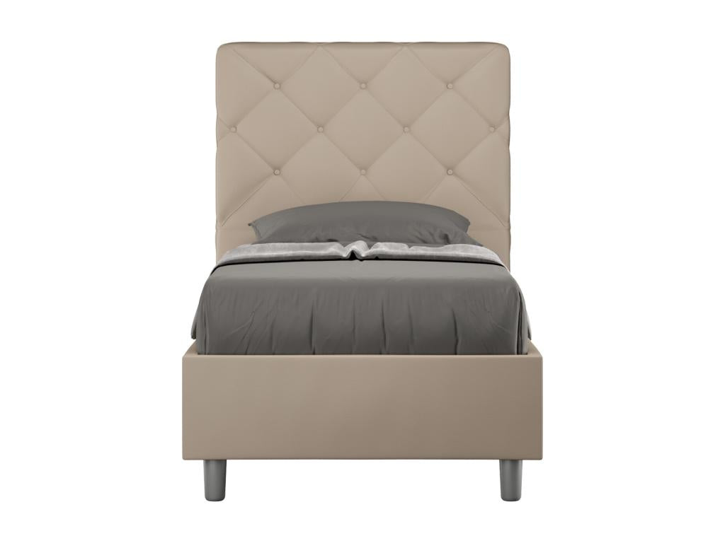 Lit en simili cuir gris tourterelle Artigeo avec sommier tapissé 80x190 KEJR21271