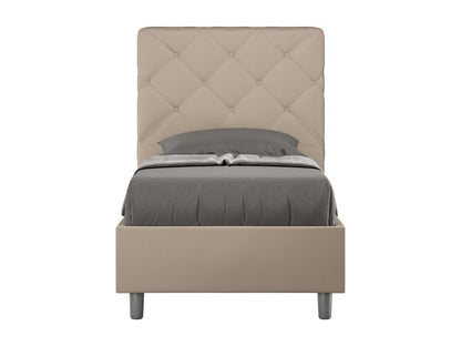 Lit en simili cuir gris tourterelle Artigeo avec sommier tapissé 80x190 KEJR21271