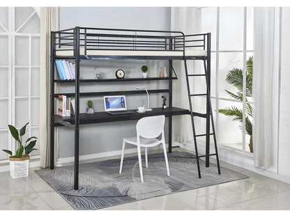 Lit mezzanine avec bureau Artigeo - 90x190 cm - Noir KHWU98994