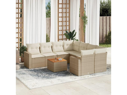 Salon de jardin avec coussins 9 pièces beige résine tressée IZCV42787