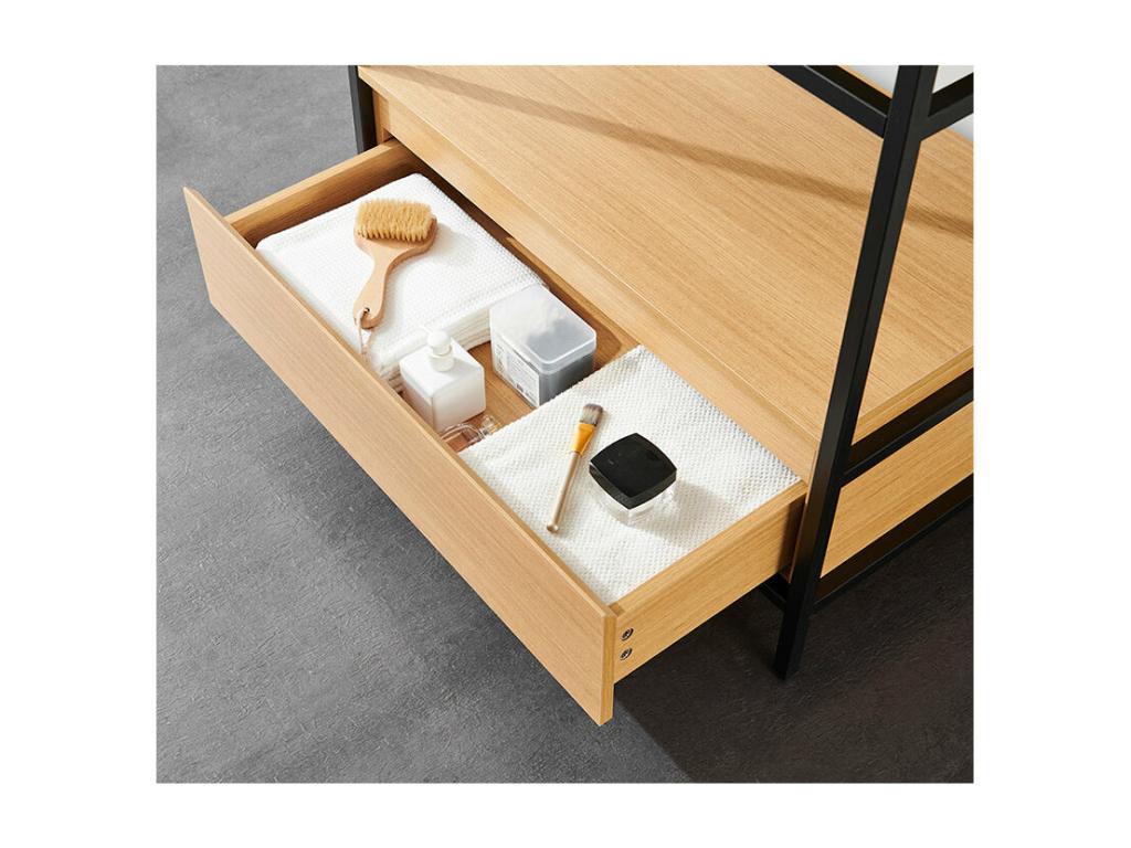 Meuble salle de bain UNIK largeur 80 cm en métal noir avec vasque céramique noire HCYZ16098