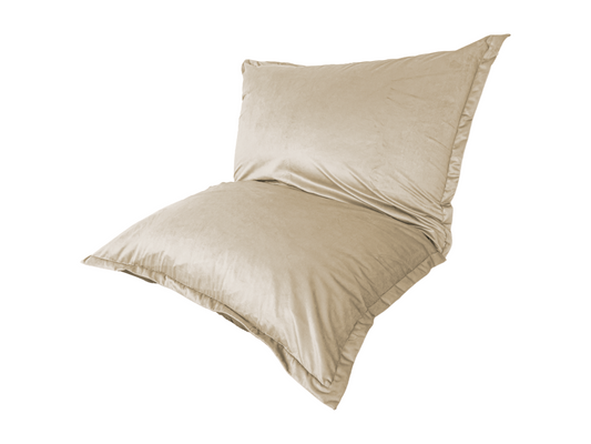 Pouf intérieur XXL Housse en velours crême 190x155cm LOSZ80840
