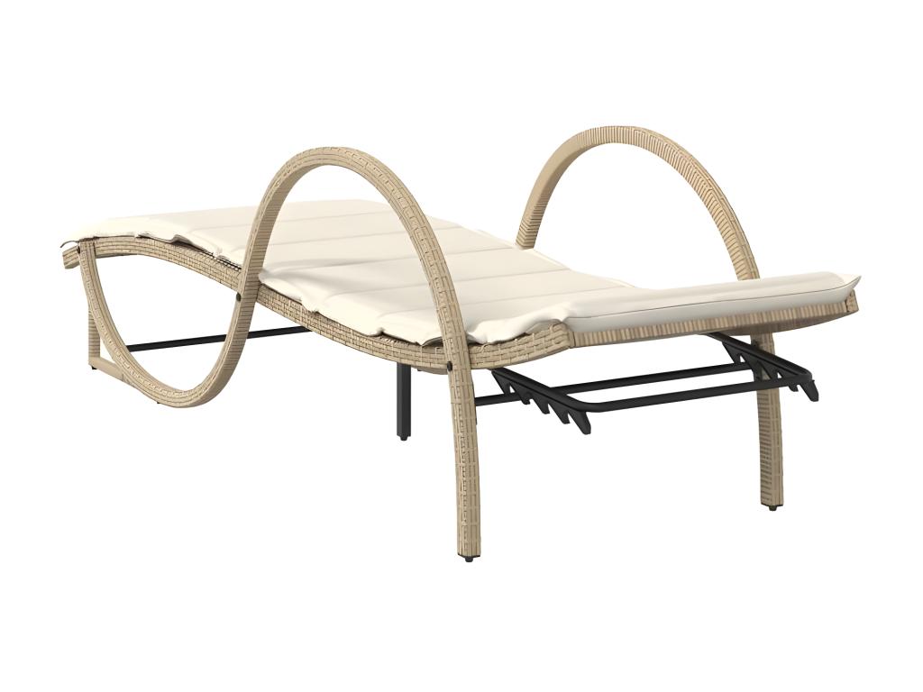 Chaise longue avec coussin beige 60x199x42 résine tressée OXGS57477