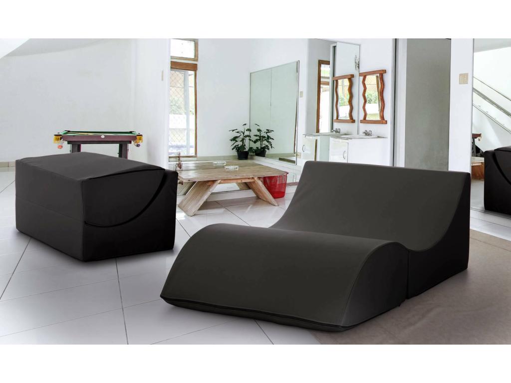 Lit pliant Artigeo Pouf transformable en lit double Méridienne en éco-cuir Made in Italy 100x200h70 cm Noir ULYG16055