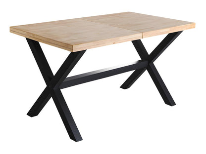 Table à manger rectangulaire extensible en bois coloris chêne / pieds noir EAYZ91157