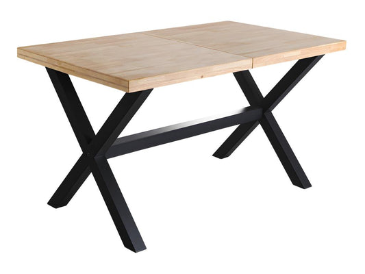 Table à manger rectangulaire extensible en bois coloris chêne / pieds noir EAYZ91157