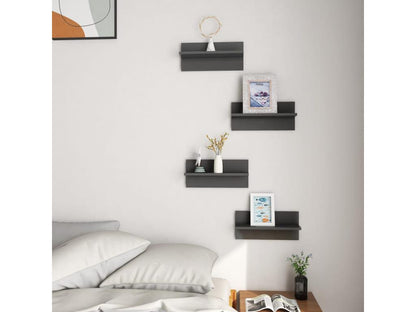 Étagères murales 4 pcs Gris brillant 40x11.5x18 TJBB51533