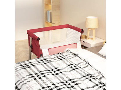 Lit pour bébé avec matelas Rouge Tissu de lin CVPD90051