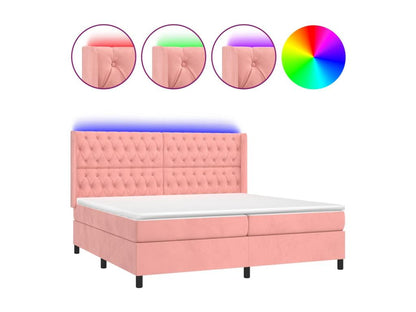 Sommier tapissier avec matelas et LED Rose 180x200 cm Velours VEFF16084
