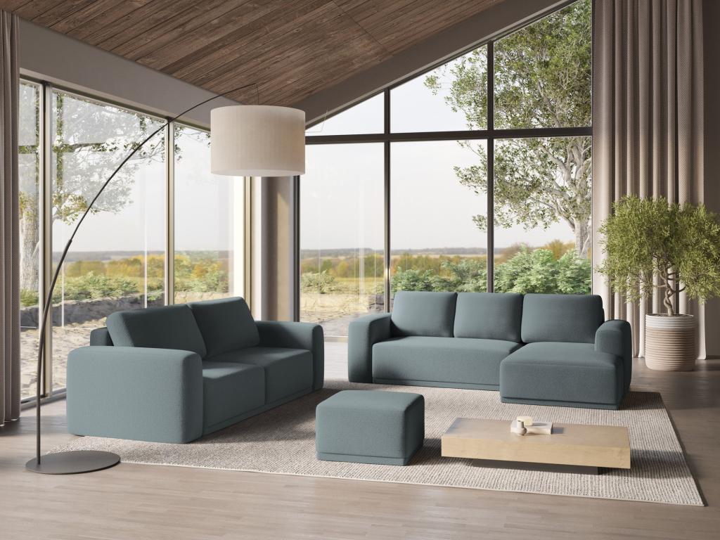 Canapé d'angle panoramique convertible en tissu chenille - jeans - Artigeo OAUQ79050