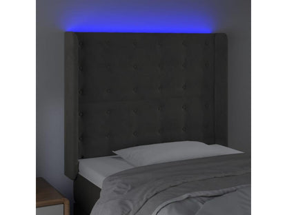 Tête de lit à LED Gris foncé 93x16x118/128 cm Velours TVWB02245