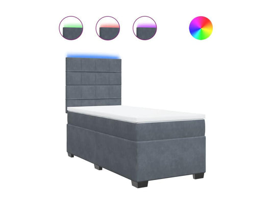 Sommier à Artigeo de lit et matelas Gris foncé 90x190 cm Velours UPKF43179