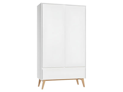 Armoire 2 portes 1 tiroir Swing - Blanc et bois FEWD22761