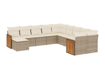 Salon de jardin 11 pcs avec coussins beige résine tressée TMSU64945