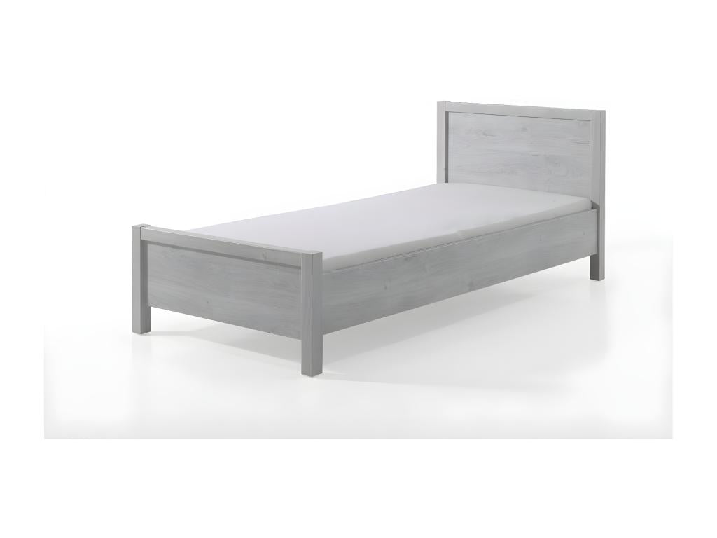 Lit enfant robuste 90x200 collection Cosymeub - Coloris gris effet bois CQZA69601