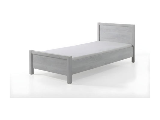 Lit enfant robuste 90x200 collection Cosymeub - Coloris gris effet bois CQZA69601