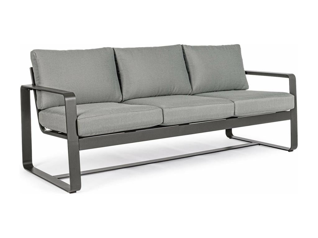 Canapé de jardin 3 places en métal et coussins tissu - Artigeo LNQT61518