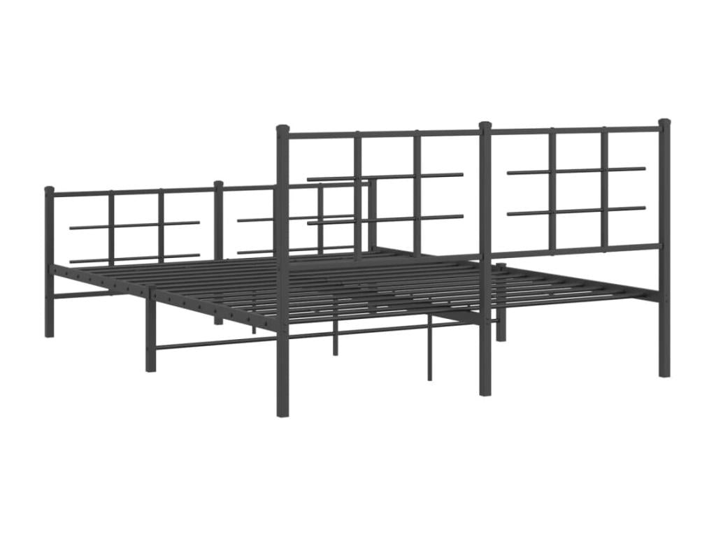 Cadre de lit métal avec tête de lit/pied de lit noir 150x200 cm QTCI48374