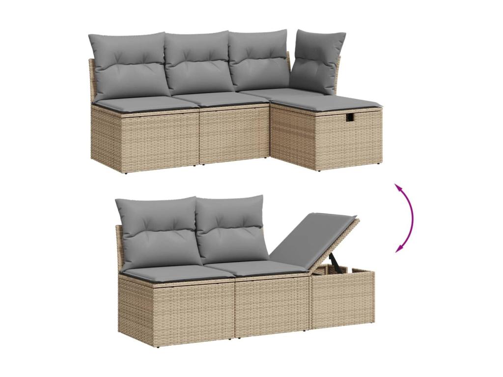 Salon de jardin avec coussins 6 pièces beige résine tressée XBZB66993