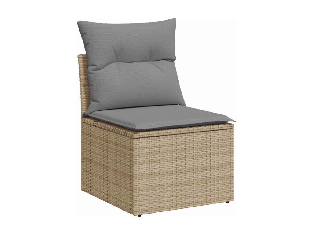 Salon de jardin avec coussins 9 pcs beige résine tressée FHBF93458
