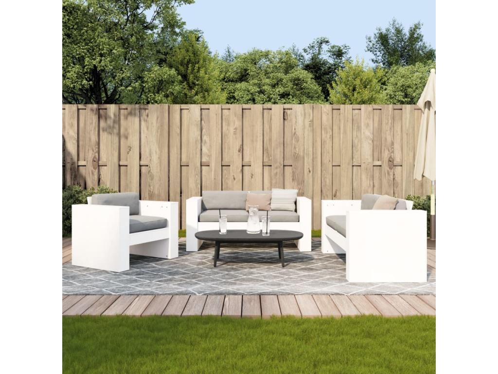 Salon de jardin 2 pcs blanc bois de pin massif ZSLK88834