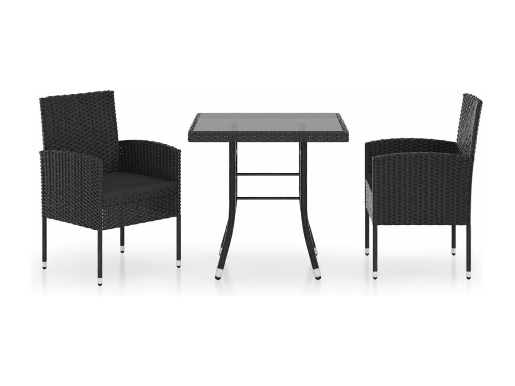 Ensemble à dîner de jardin 3 pièces Résine tressée Noir XRBZ52856