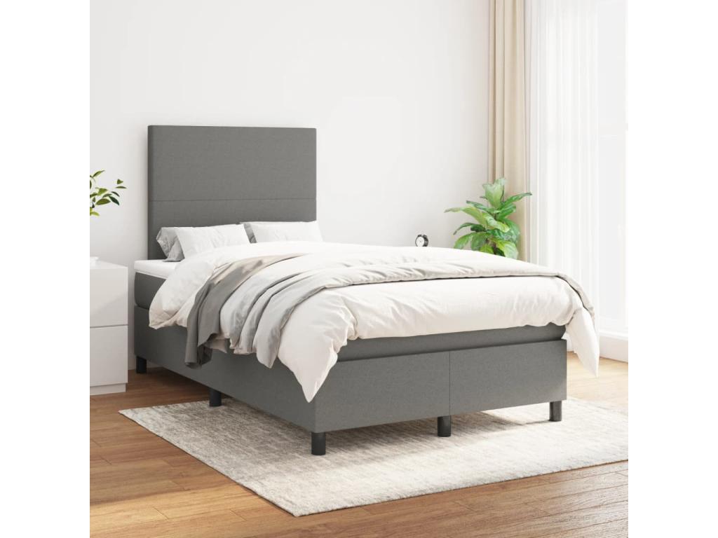 Sommier à Artigeo de lit avec matelas gris foncé 120x190cm tissu TBZW83822