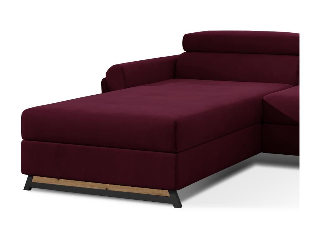 Canapé angle gauche convertible velours bordeaux avec appuis-tête réglables Artigeo 300cm GSVC23418